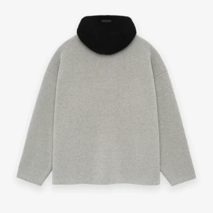 Merino Boucle Polo Grey Hoodie