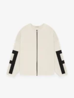 Merino Full Zip White Sweater