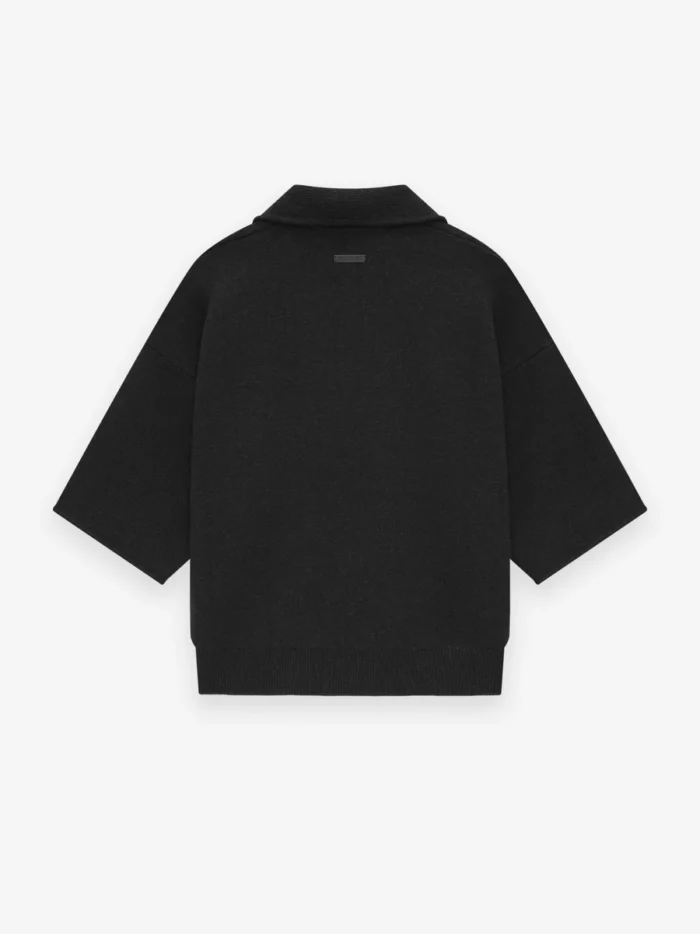 Merino Short Sleeve Polo Black Sweater