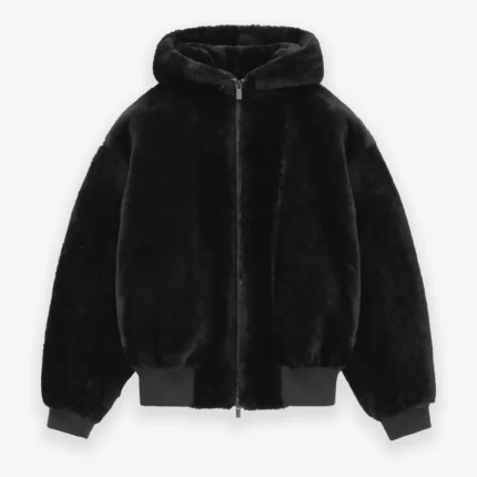 Shearling Hooded Black Bomber