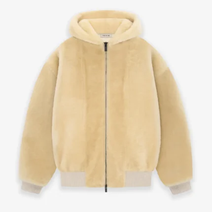 Shearling Hooded Cream Bomber
