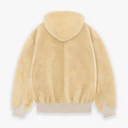 Shearling Hooded Cream Bomber