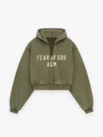Womens Heavy Fleece Cropped V-Neck Dark Grey Hoodie