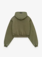Womens Heavy Fleece Cropped V-Neck Dark Grey Hoodie