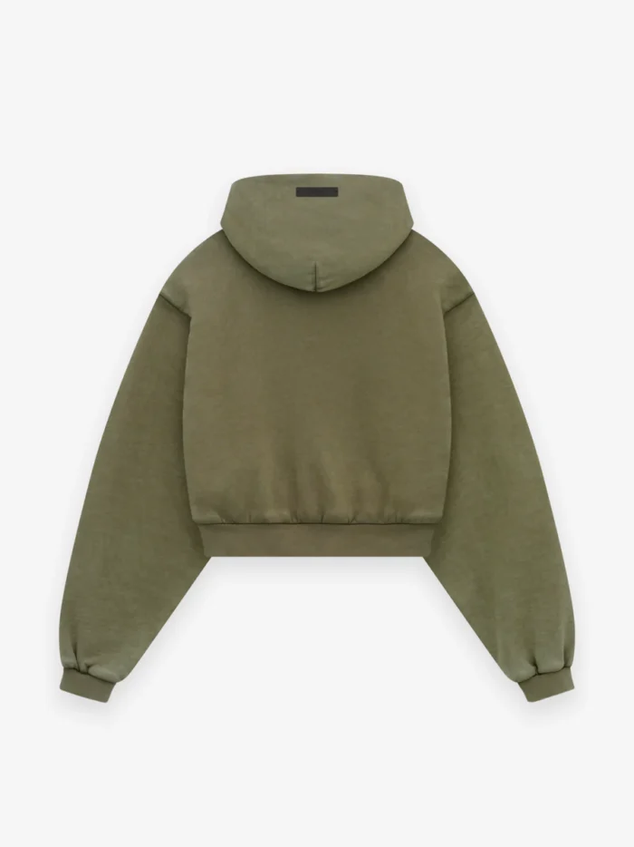 Womens Heavy Fleece Cropped V-Neck Dark Grey Hoodie