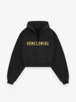 Womens Heavy Fleece Cropped V-Neck Hoodie
