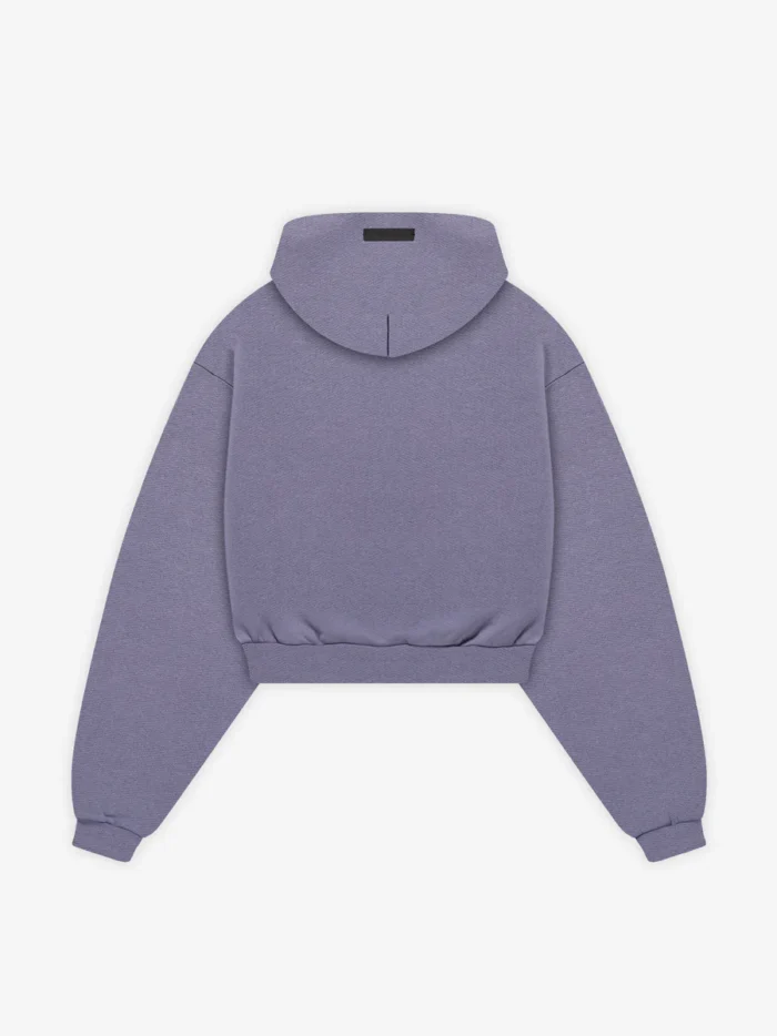 Womens Heavy Fleece Cropped V-Neck Purple Hoodie