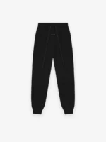 Womens Waffle Fitted Black Sweatpant