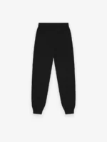 Womens Waffle Fitted Black Sweatpant