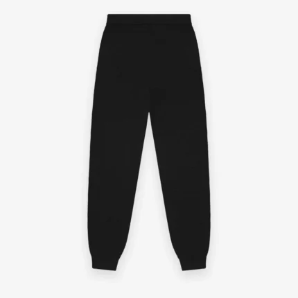 Womens Waffle Fitted Black Sweatpant