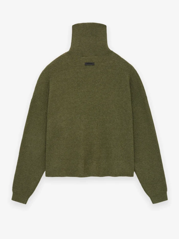 Womens Waffle Green Turtleneck