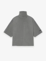 Wool Canvas High Neck Short Sleeve Grey Shirt