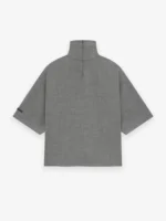Wool Canvas High Neck Short Sleeve Grey Shirt