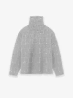 Wool Jacquard High Neck Beige Sweater