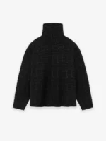 Wool Jacquard High Neck Black Sweater