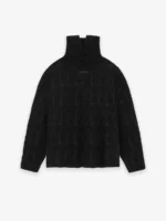 Wool Jacquard High Neck Black Sweater