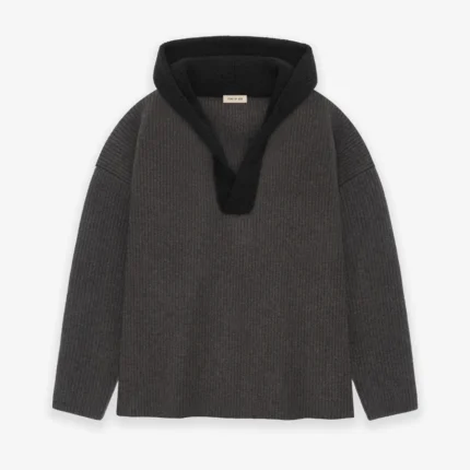 Wool V-Neck Brown Hoodie