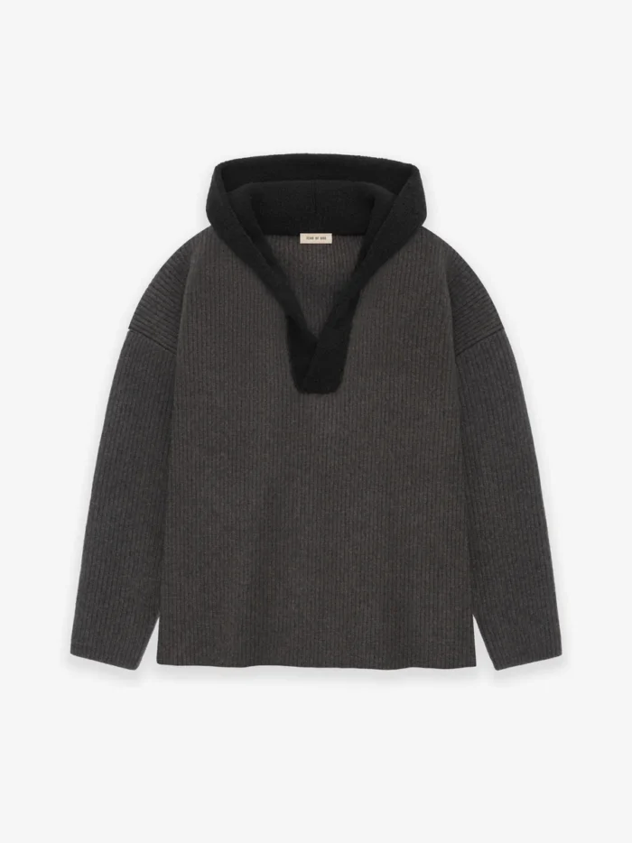 Wool V-Neck Brown Hoodie