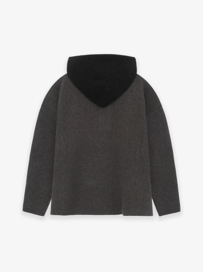 Wool V-Neck Brown Hoodie