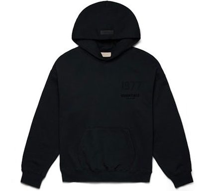 1977 Essentials Black Pullover Chest Logo Hoodie