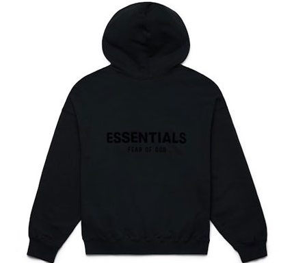 1977 Essentials Black Pullover Chest Logo Hoodie