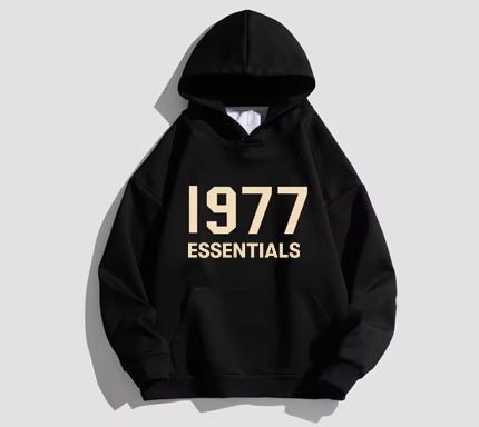 1977 Essentials Designer Hoodie Black