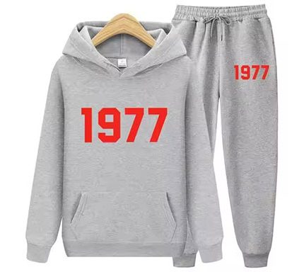 1977 Essentials Iconic Tracksuits for Women in Gray With Red Logo