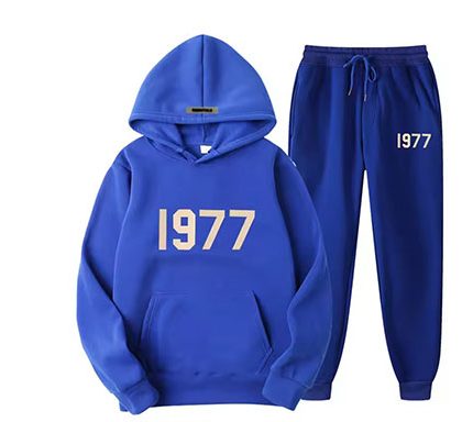 Oversized 1977 Essentials Tracksuit in Blue with logo gold