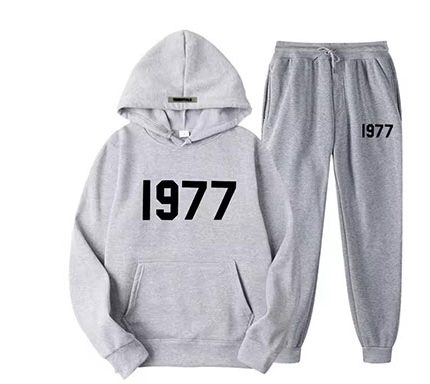 Oversized 1977 Essentials Tracksuit in Light Gray