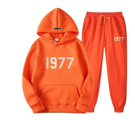Oversized 1977 Essentials Tracksuit in Orange With Gold Logo