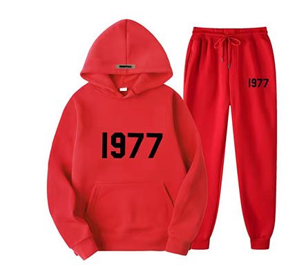 Oversized 1977 Essentials Tracksuit in Red whit Blcak Logo