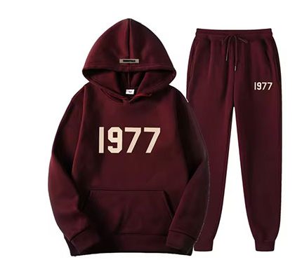 Oversized 1977 Essentials Tracksuit in maroon